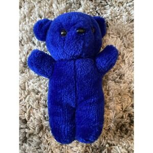 8" Vintage Circus Circus Dark Blue Retro Teddy Bear Soft Plush‎ Toy 1990's